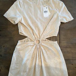 NWT - Mango Subtle Animal Print Midi Dress with Cut Out, Small